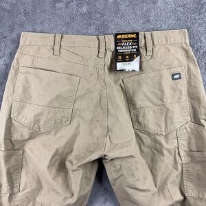 Berne Highland Flex Carpenter Pants Mens 38x34 Khaki Relaxed‎ Stretch Workwear